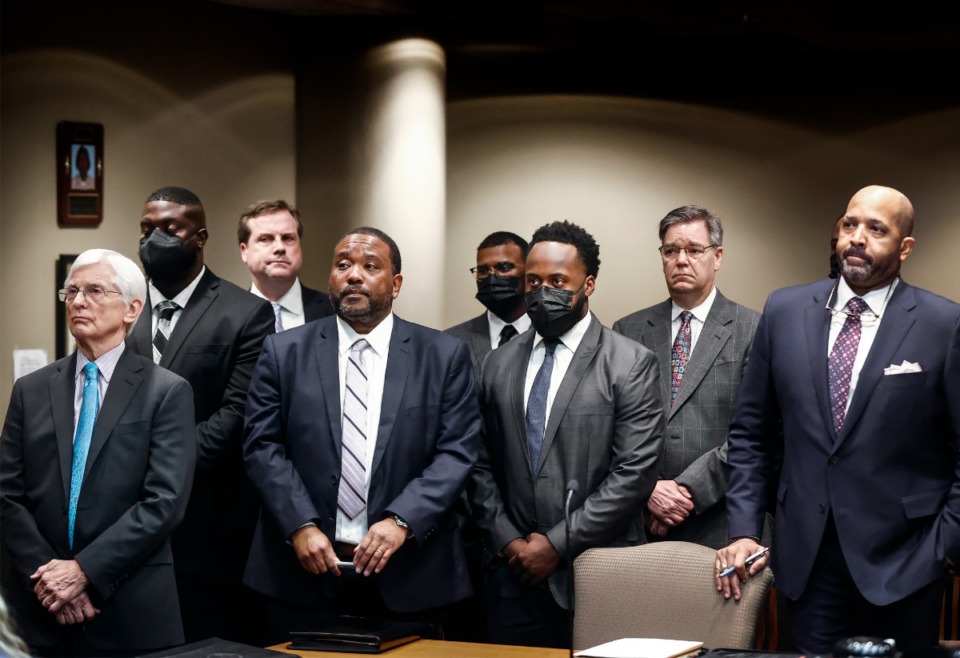 <strong>Five officers indicted in Tyre Nichols&rsquo; death plead not guilty to murder on Friday, Feb. 17, 2023 in Judge James Jones&rsquo; courtroom.</strong> (Mark Weber/The Daily Memphian)