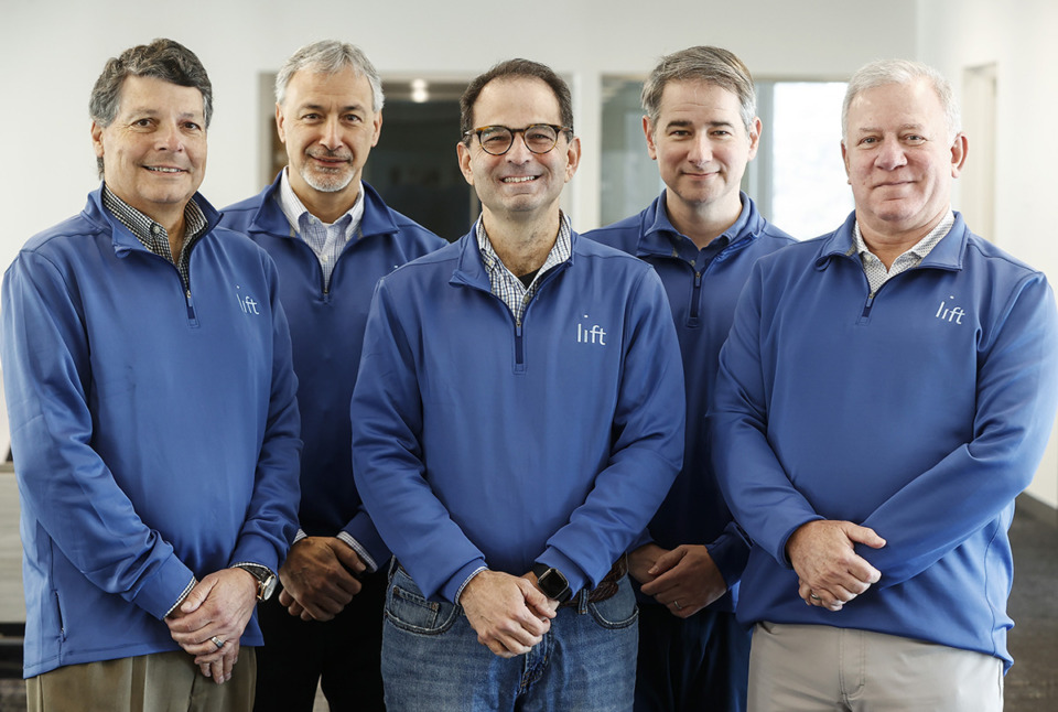 <strong>Lift Insight &amp; Capital Partners (left to right) Paulo Teixeira, Jim Isaacs, Bruce Landau, Josh Lipman and Peter Felsenthal. Together, the group has a wide variety of experience, each serving in a C-suite position for a minimum of 20 years.</strong> (Mark Weber/The Daily Memphian)