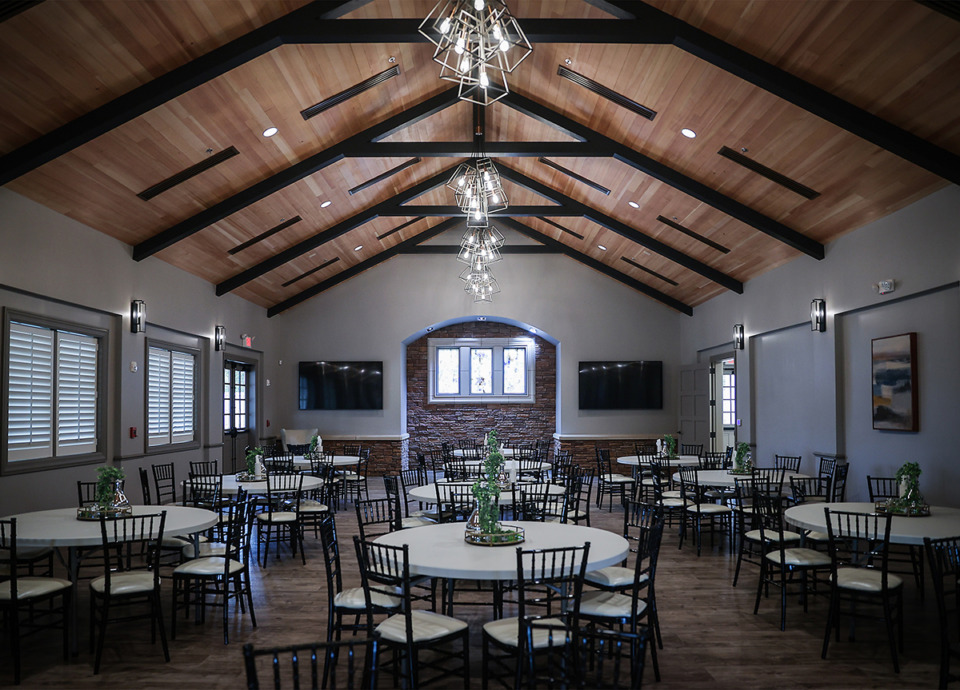 <strong>The banquet hall at Collierville Funeral Home can be booked for other events, such as weddings or corporate retreats.</strong> (Patrick Lantrip/The Daily Memphian)