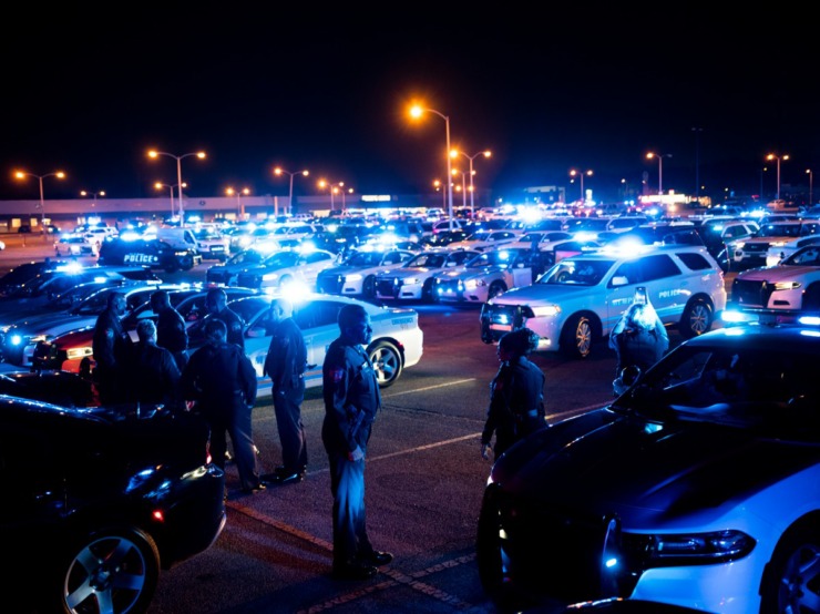 <strong>A sea of police cars appears during the&nbsp;&ldquo;Sea of Blue&rdquo; event&nbsp;on Feb. 27, 2023.</strong>&nbsp;(Brad Vest/Special to The Daily Memphian