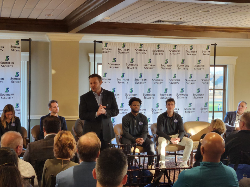 <strong>On Tuesday, Memphis football coach Ryan Silverfield was part of a panel of the University of Memphis athletes and coaches that spoke about NILs to the Collierville Chamber.</strong> (Frank Bonner/The Daily Memphian)