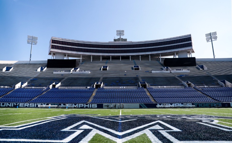 <strong>A new field awaits the Tigers' home opener at the Simmons Bank Liberty Stadium Sept. 16, 2022.</strong> (Patrick Lantrip/The Daily Memphian file)