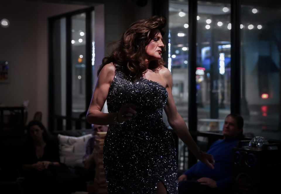 <strong>Crystal Jo Casino performs during an intermission of Drag Queen Bingo at the Moxy hotel in Downtown Memphis on March 3, 2023.</strong> (Patrick Lantrip/The Daily Memphian)