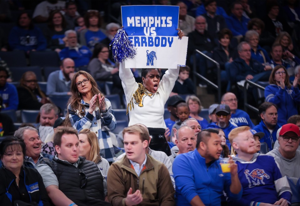 <strong>University of Memphis fans cheer on the Tigers during a Feb. 12, 2023 game against Temple.&nbsp;The Tigers&rsquo; game Sunday, March 5 against No. 1 Houston is sold out.</strong>&nbsp;(Patrick Lantrip/The Daily Memphian)