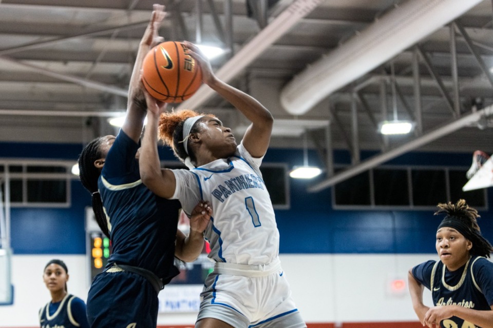 <strong>Bartlett&rsquo;s Carrington Jones grabs a rebound during a basketball game between Bartlett and Arlington.</strong>&nbsp;(Brad Vest/Special to The Daily Memphian file)
