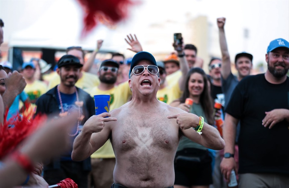 <strong>Fans react to the winners of the Mrs. Piggy Idol competition during the second day of the Memphis in May World Championship Barbecue Cooking Contest May 12, 2022.</strong> (Patrick Lantrip/Daily Memphian)