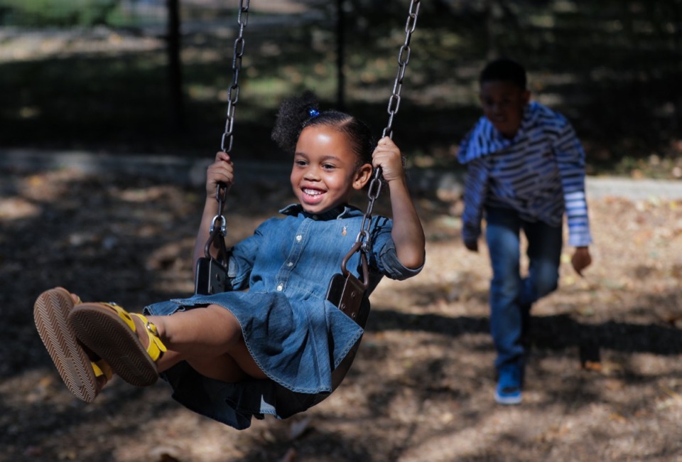 <strong>Darnesha Taylor's son, Cayman, pushes his younger sister, Chloe, on the swings at Overton Park.&nbsp;Overton Park Conservancy will host&nbsp;Discovery Week&nbsp;this spring break with daily activities for all ages.</strong> (Patrick Lantrip/The Daily Memphian file)