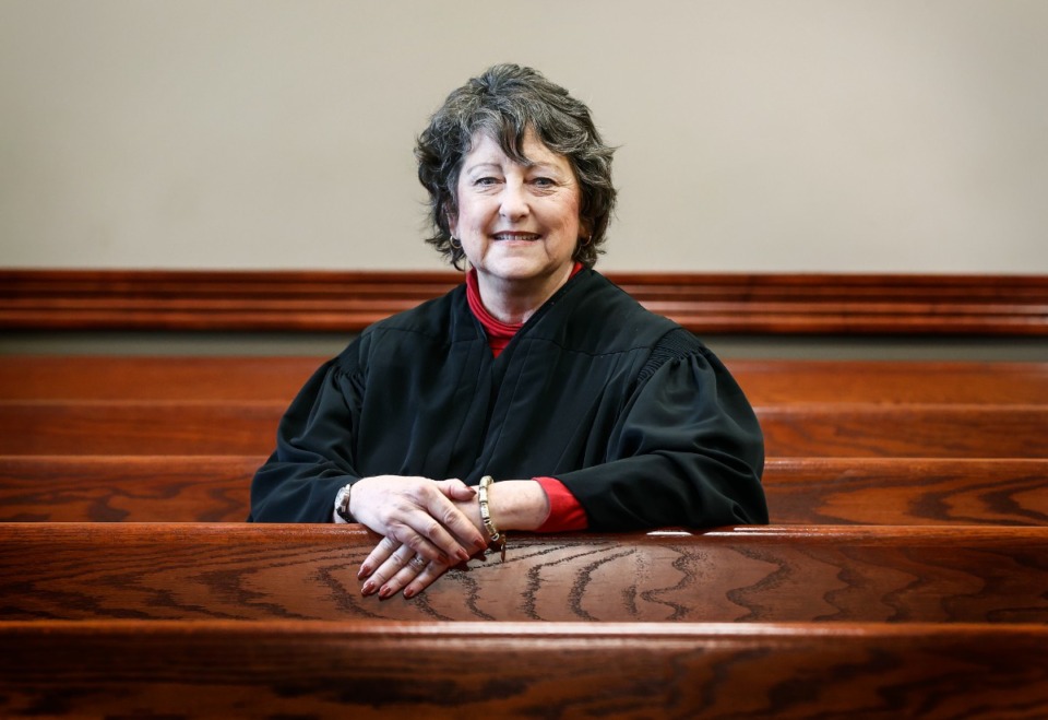 <strong>Collierville's municipal judge Lee Ann Pafford Dobson had a rare form of cancer that required one the fingers on her right hand to be amputated in January.</strong> (Mark Weber/The Daily Memphian)