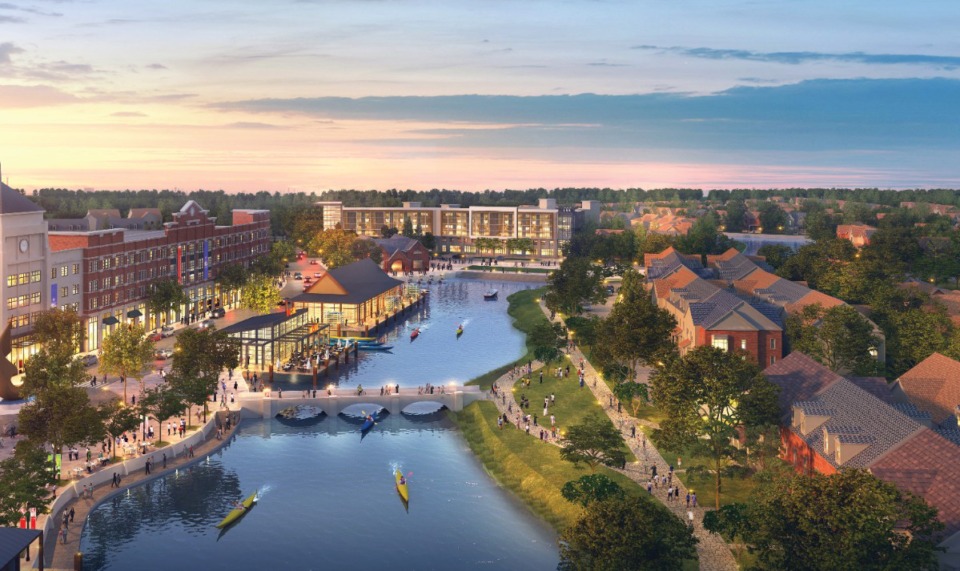 <strong>With financial questions arising again for The Lake District, shown here in a rendering, Lakeland officials express hope the developer of the mixed-use project can again save the plan. </strong>(Submitted)