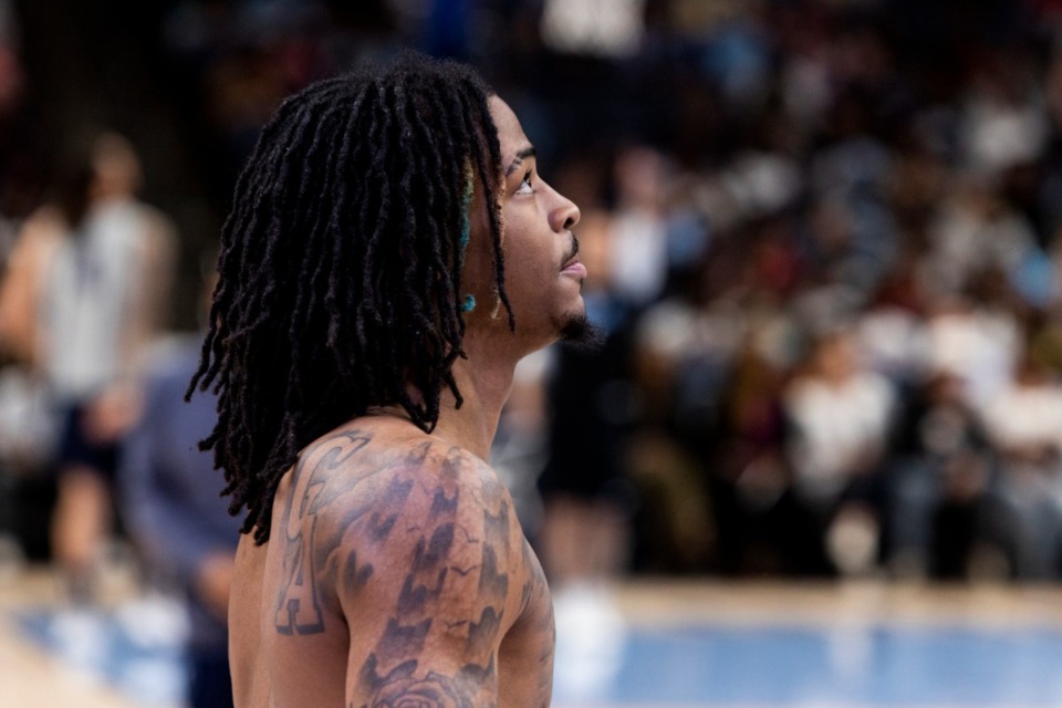 <strong>Ja Morant is seen during the Grizzlies&rsquo; annual open practice Oct. 9, 2022 at the FedExForum. The NBA has suspended Morant until March 20.</strong> (Brad Vest/Special to The Daily Memphian file)