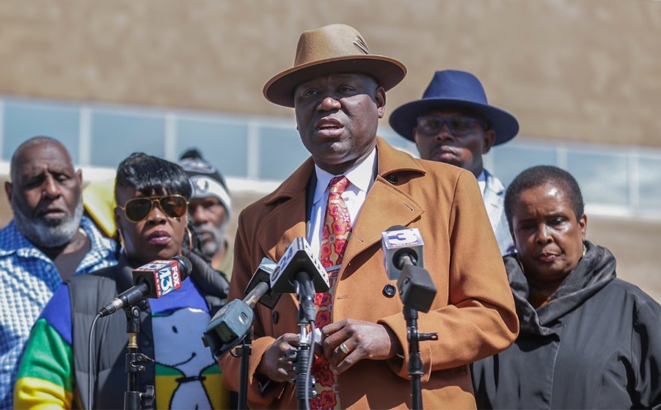 <strong>&nbsp;&ldquo;&lsquo;What is going on in Memphis?&rsquo; is what people around America are asking,&rdquo; said attorney Ben Crump at a presser for the the case of Gershun Freeman outside of Shelby County Criminal Justice Center March 17, 2023.</strong> (Patrick Lantrip/The Daily Memphian)