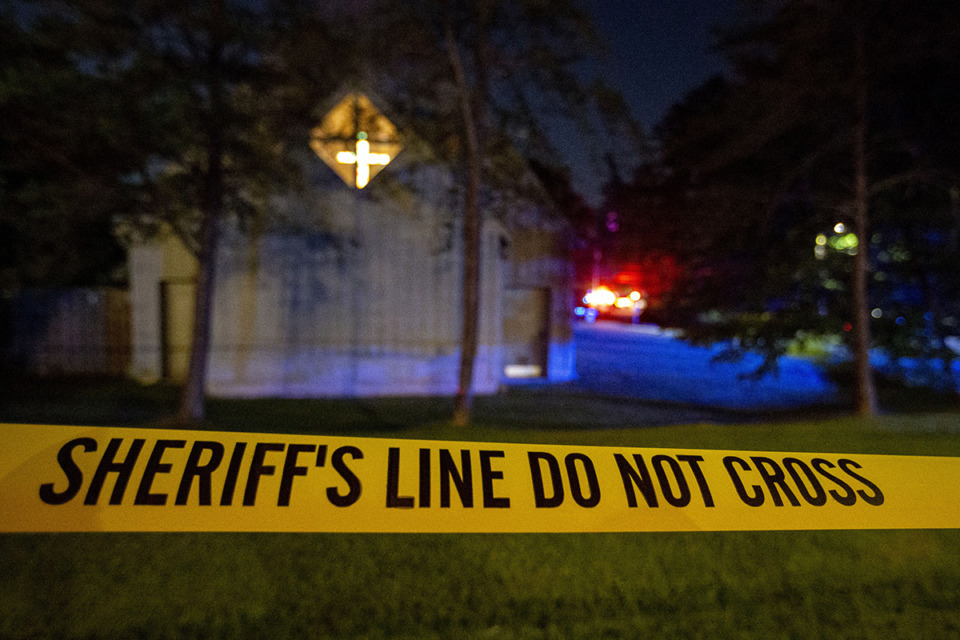 <strong>Police tape barricades off an area after a shooting in June 2022.</strong> (Butch Dill/AP Photo file)