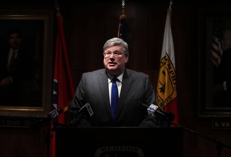 <strong>Memphis Mayor Jim Strickland speaks at a press conference at the Hall of Mayors March 8, 2022.</strong> (Patrick Lantrip/The Daily Memphian file)