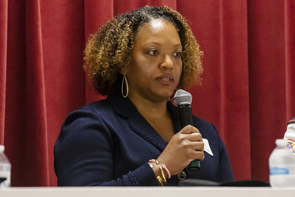 <strong>Shelby County Health Department director Michelle Taylor speaks at the Mental Healthcare Breakfast hosted by Alliance Healthcare Services at Mississippi Boulevard Church on Oct. 24, 2022.</strong> (Ziggy Mack/Special to The Daily Memphian file)