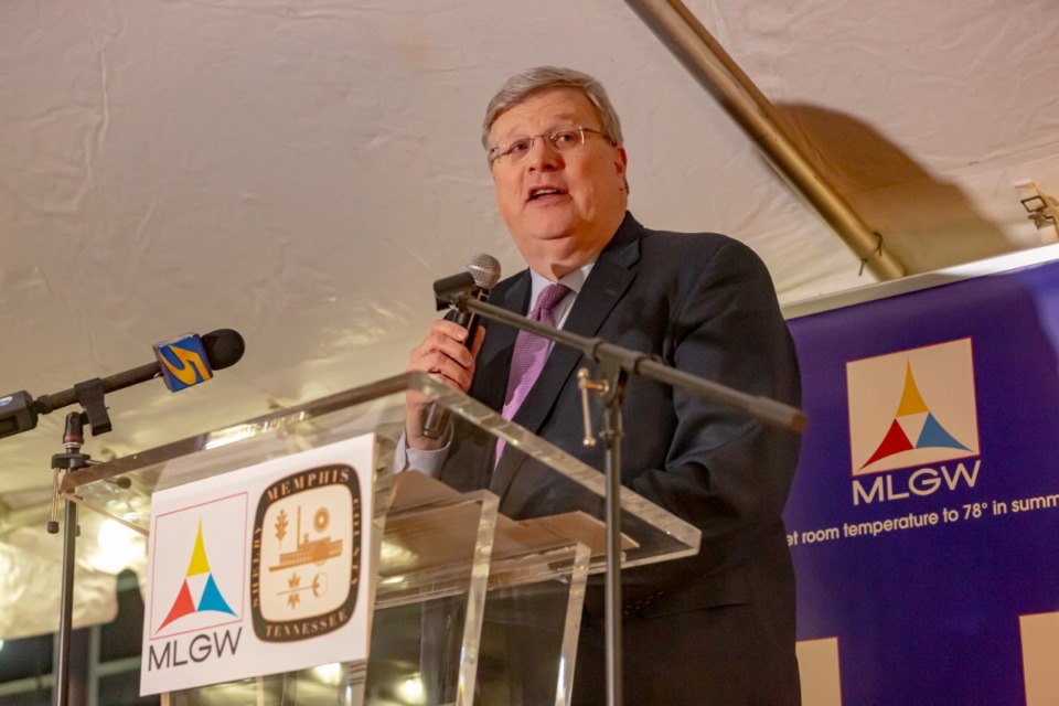 <strong>Memphis Mayor Jim Strickland speaks at the LED streetlight conversion kickoff in Westwood on Monday, March 20, 2023.</strong> (Ziggy Mack/Special to The Daily Memphian)