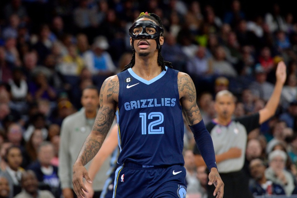 <strong>The crowd at FedExForum greeted Memphis Grizzlies guard Ja Morant (12) as warmly as expected on Wednesday night.</strong> (Brandon Dill/AP)