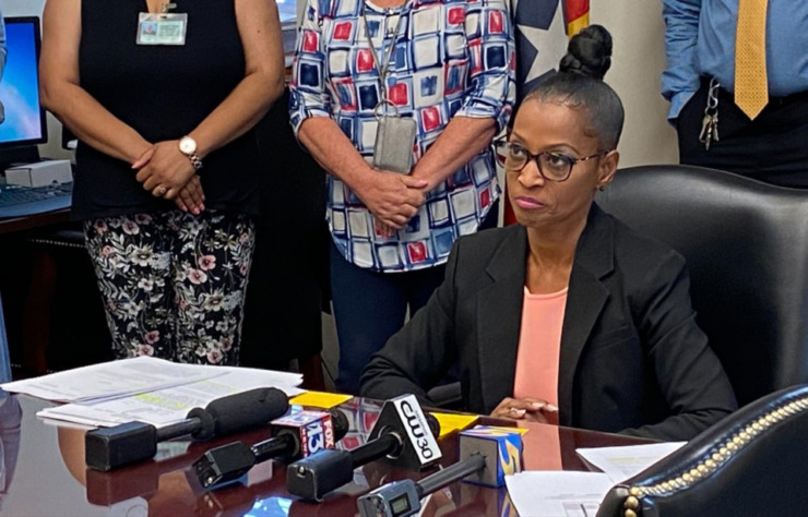 Shelby County Clerk Wanda Halbert, shown here in July 2022, has until close of business Friday to move her Poplar Plaza office, or Shelby County Mayor Lee Harris will seek her ouster. (Bill Dries/The Daily Memphian)