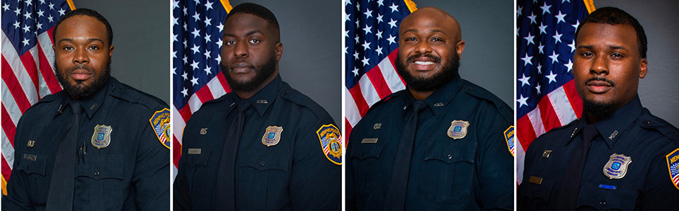 <strong>(From left to right): Demetrius Haley, Emmitt Martin III, Desmond Mills Jr. and Justin Smith are four of the Memphis Police officers terminated in connection with the death of Tyre Nichols.</strong> (Courtesy MPD)