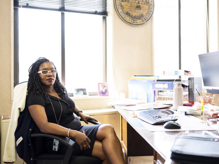 <strong>Stephanie Hill, deputy chief administrative officer at Juvenile Court of Memphis and Shelby County, sits inside of her office.</strong>&nbsp;(Brad Vest/Special to The Daily Memphian)