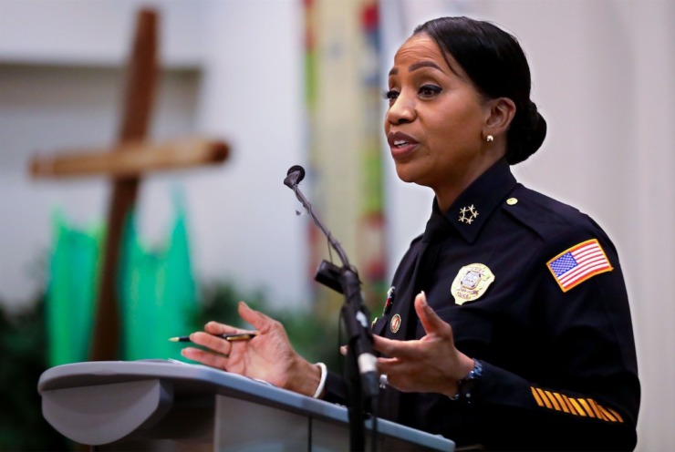 <strong>MPD Chief Cerelyn Davis speaks at a crime forum on Nov. 10, 2021.</strong> (Patrick Lantrip/The Daily Memphian file)