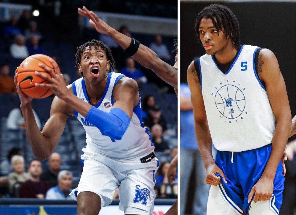 <strong>Chandler Lawson (left) and Johnathan Lawson will both return to the Memphis Tigers in the 2023-24 season.</strong> (The Daily Memphian files)