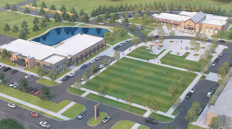 <strong>A rendering from the master plan of the Arlington Municipal Complex that will include a new town hall, library/learning center and more.</strong> (Courtesy Fleming Architects)