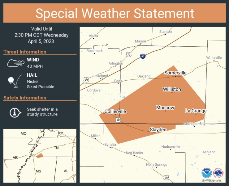 <strong>The National Weather Service encouraged Collierville residents to stay inside until at least 2:30 p.m.&nbsp;</strong> (Submitted)