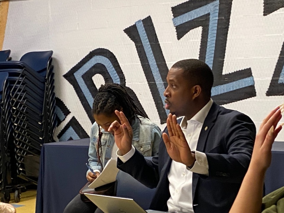 <strong>Memphis City Council member JB Smiley Jr. met April 8 at Lester Community Center with critics of a consolidated police reform ordinance.</strong> (Bill Dries/The Daily Memphian)&nbsp;