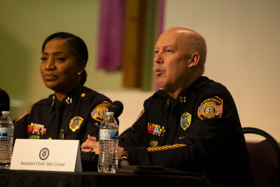 <strong>Juveniles are &ldquo;cruising aggressively, playing loud music, hanging out of vehicle windows while in motion, aggressive panhandling, breaking into cars and stealing motor vehicles&rdquo; Downtown, said Donald Crowe, assistant chief of police (right).&nbsp;Memphis Police chief Cerelyn &ldquo;C.J.&rdquo; Davis is at left.</strong> (The Daily Memphian files)