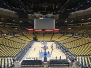 <strong>Memphis Grizzies Growl Towels cover the seats at FedExForum on Saturday, April 15, 2023.</strong> (Geoff Calkins/The Daily Memphian)