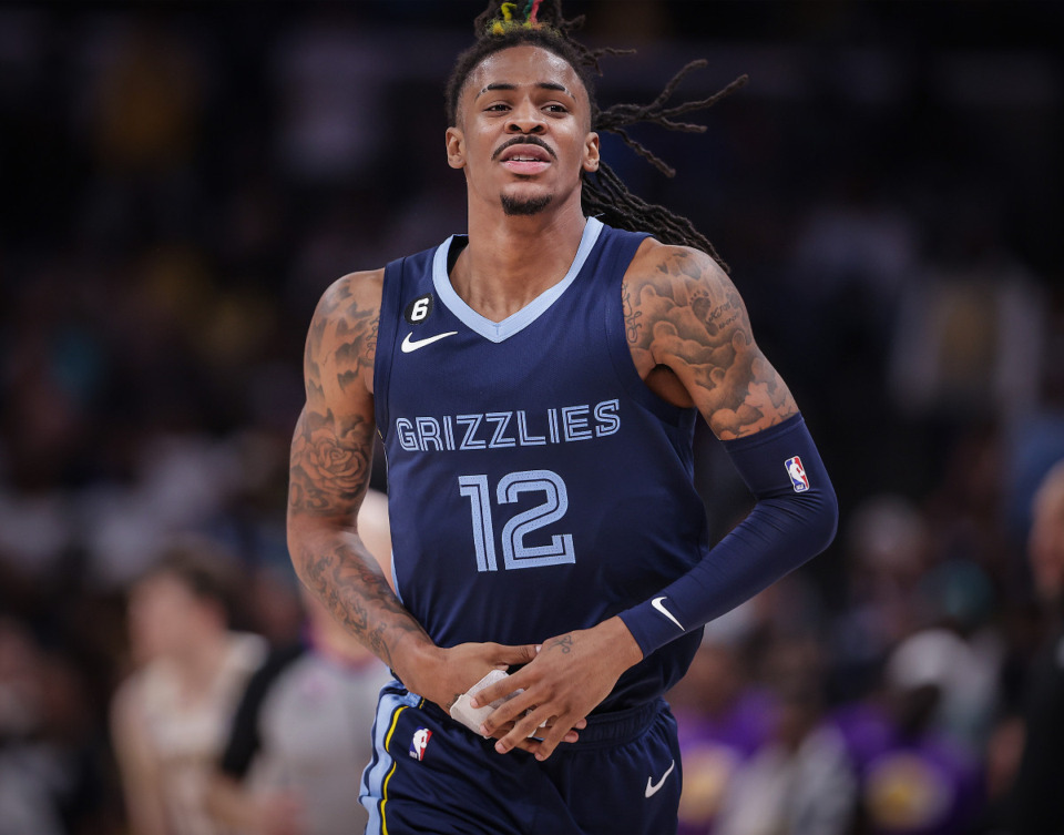 <strong>The Memphis Grizzlies lost to the Los Angeles Lakers, 128-112 in Game 1 of the first-round Western Conference seven-game series, Sunday, April 16 at FedExForum. Memphis star guard Ja Morant injured his hand or wrist during the fourth quarter of the game and did not return.</strong> (Patrick Lantrip/The Daily Memphian)