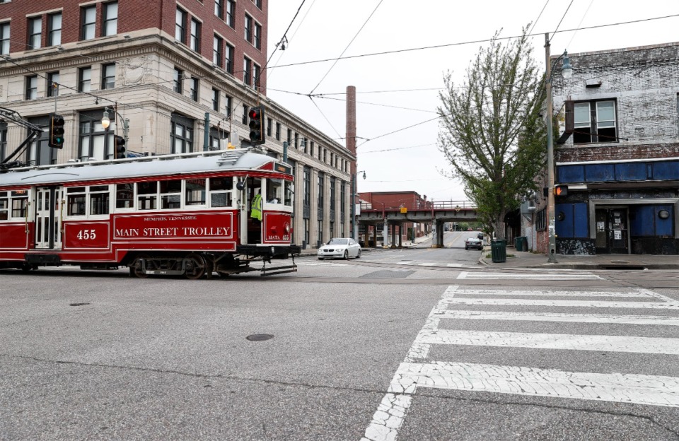 <strong>In June 2014, MATA undertook a complete overhaul of all three parts of the rail-based trolley system, <a href="https://www.memphisdailynews.com/news/2014/jun/11/mata-to-stop-trolleys-evaluate-future-of-fleet/" target="_blank" rel="noopener">also shutting down</a>&nbsp;the north-south Riverfront loop and the original Main Street line. The Main Street Trolley line&nbsp;(seen here)&nbsp;<a href="https://www.memphisdailynews.com/news/2018/apr/30/trolleys-return-to-main-street/" target="_blank" rel="noopener">reopened four years</a> later.</strong> (Mark Weber/The Daily Memphian)