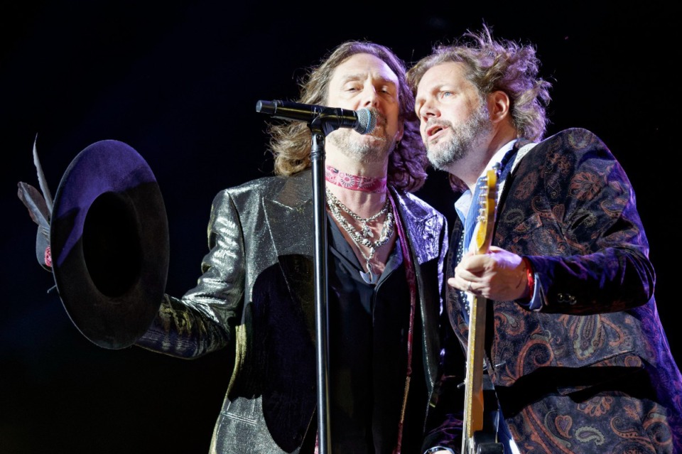 <strong>Chris Robinson, left, and Rich Robinson of The Black Crowes perform at Ravinia on Tuesday, July 12, 2022, in Highland Park, Ill. The Black Crowes will headline the 2023 Mempho Music Festival</strong>. (Rob Grabowski/Invision/AP File)