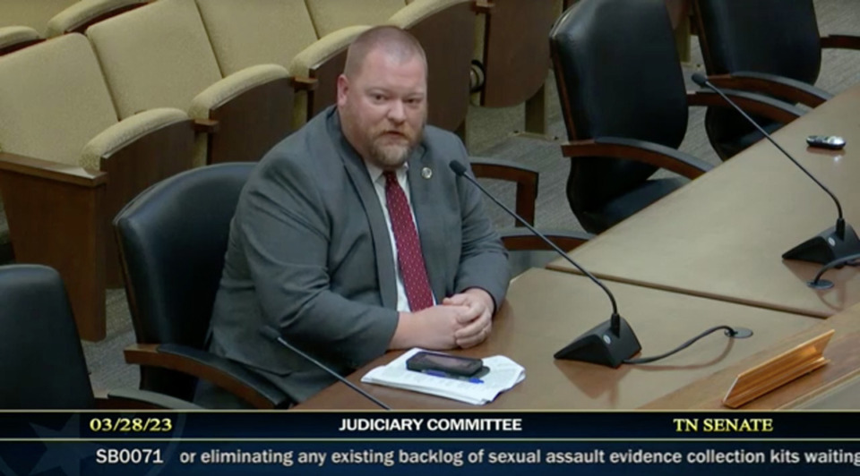 <strong>Tennessee Bureau of Investigation policy director Patrick Powell testifies to the Tennessee Senate Judiciary Committee March 28.</strong> (Tennessee Senate Judiciary Committee March 28 screenshot)