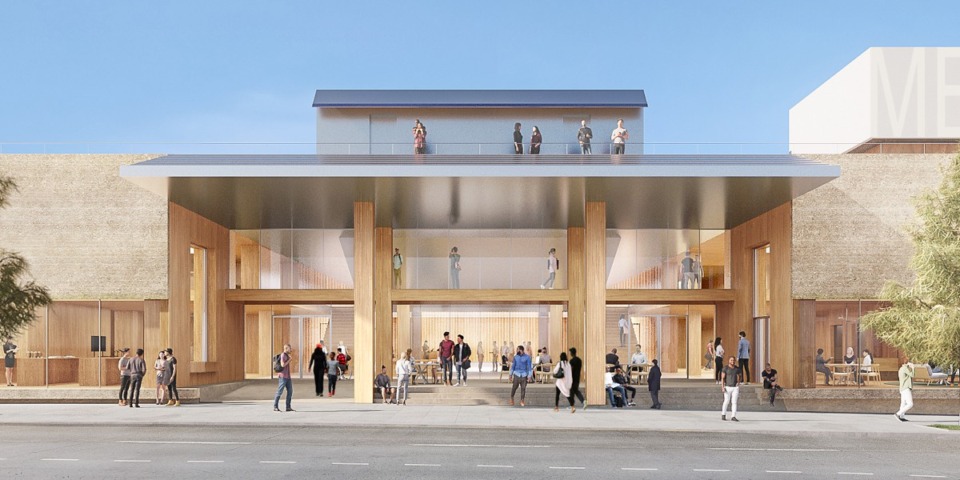 <strong>The Front Street entrance of the proposed Memphis Brooks Museum of Art Downtown is elevated in this rendering. The Museum is to be built on a natural stone bluff overlooking Riverside Drive</strong>. (Credit: Herzog &amp; de Meuron)