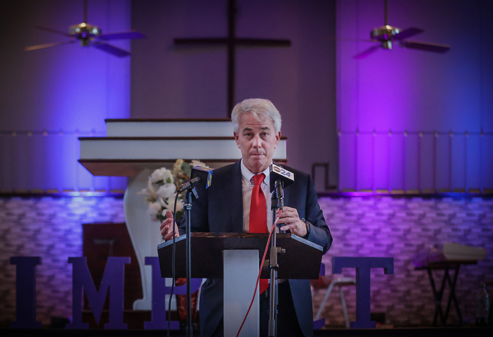 <strong>&ldquo;I think it&rsquo;s important for the DA to be out in the community as much as possible and get input from the community,&rdquo;&nbsp;said District Attorney Steve Mulroy at the town hall at Impact Baptist Church on April 27, 2023.&nbsp;</strong> (Patrick Lantrip/The Daily Memphian)