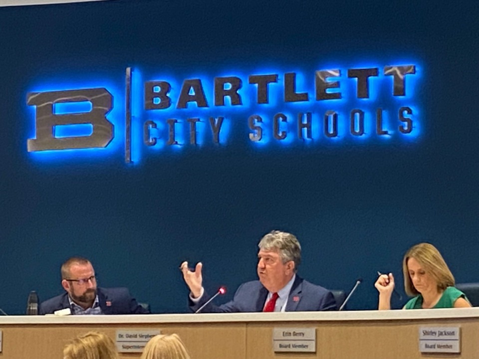 <strong>(Left to right) board chairman Bryan Woodruff, Superintendent David Stephens, and board member Erin Berry. </strong>(Michael Waddell/The Daily Memphian file)