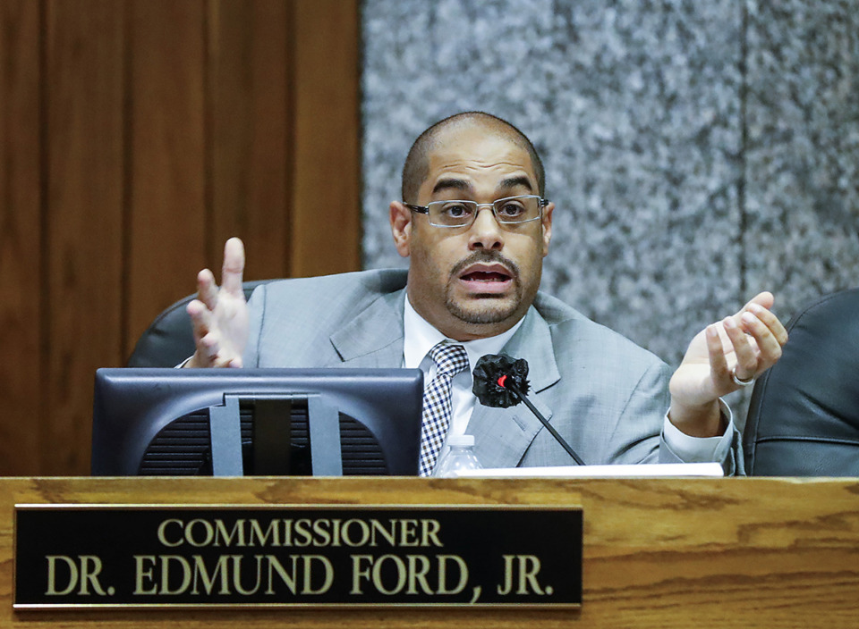 <strong>Shelby County Commissioner Edmund Ford Jr. speaks during committee meetings Aug. 3, 2022.&nbsp;Ford has been a vocal critic of Harris&rsquo; budget proposals during his five years in office.</strong> (Mark Weber/The Daily Memphian file)
