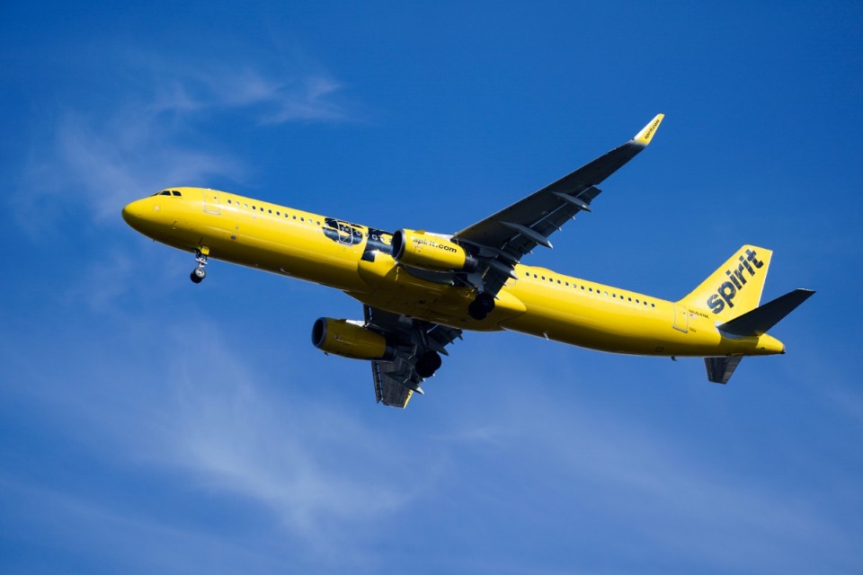 <strong>A Spirit Airlines jet approaches Philadelphia International Airport in Philadelphia, Feb. 24, 2021. Spirit Airlines will soon offer daily nonstop service between Memphis and Los Angeles.</strong>&nbsp;(Matt Rourke/AP Photo file)