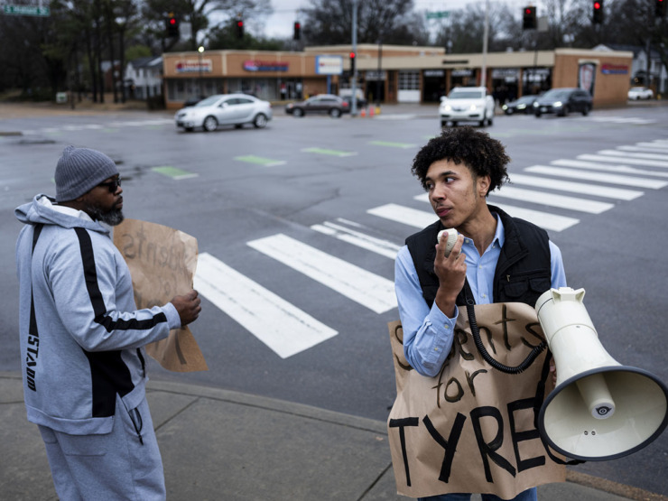 &ldquo;Clearly those enshrined with the duty to serve and protect failed to do that by every metric,&rdquo; said local activist Richard Massey, right, seen here at a Tyre Nichols protest in February. (Brad Vest/The Daily Memphian file)