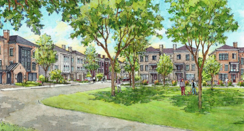 <strong>An illustration shows Grove Square with the traditional neighborhood the proposal is supposed to foster.</strong> (Courtesy Town of Collierville)