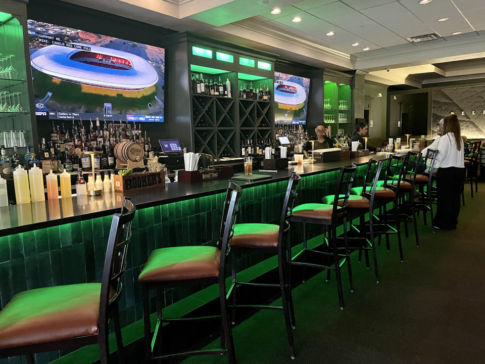 <strong>The bar at Belle Meade Social is roomy and offers a nice selection of signature drinks.</strong> (Jennifer Biggs/The Daily Memphian)