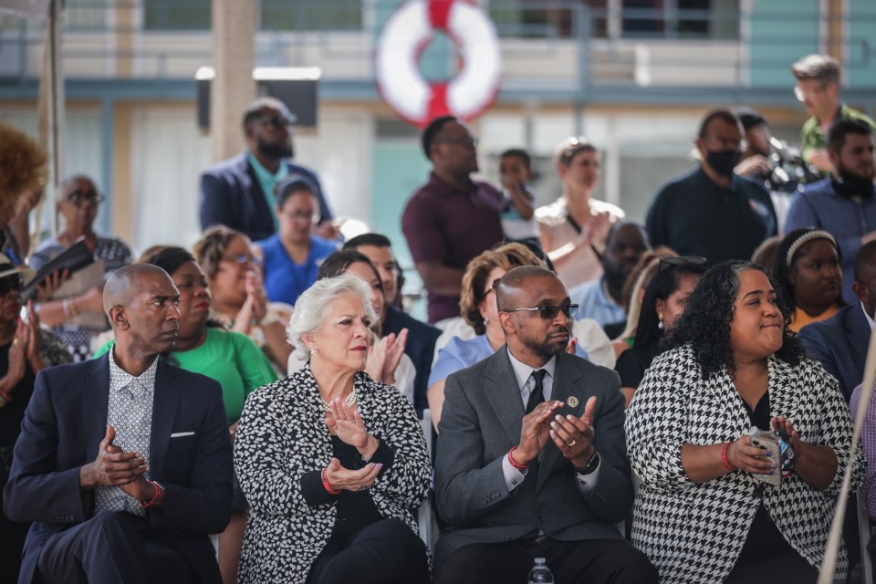 <strong>Audience members applaud at a groundbreaking ceremony for renovations at the National Civil Rights Museum May 16, 2023.</strong> (Patrick Lantrip/The Daily Memphian)