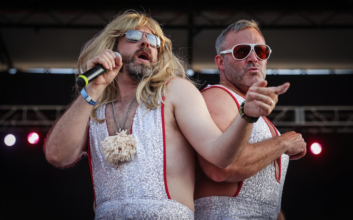 <strong>The Swinos perform razorback to razorback in the Ms. Piggie Idol competition at the Memphis in May World Championship BBQ Contest May 18, 2023.</strong> (Patrick Lantrip/The Daily Memphian)