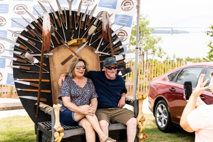 <strong>Ronda and Keith Willett made sure to bring plenty of cutlery from their Kentucky home to the Memphis in May barbecue contest. You know, just in case.</strong> (Brad Vest/Special to The Daily Memphian)