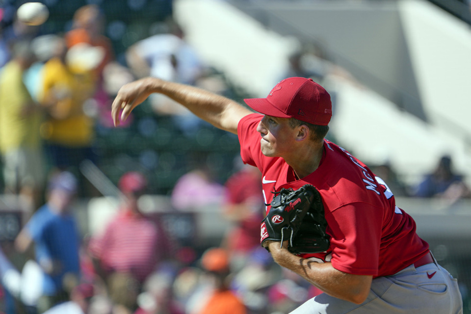 <strong>According to Baseball America, Michael McGreevy entered the season as the No. 4 prospect in the St. Louis Cardinals organization. He currently is pitching for the Memphis Redbirds.</strong> (John Raoux/AP Photo file)