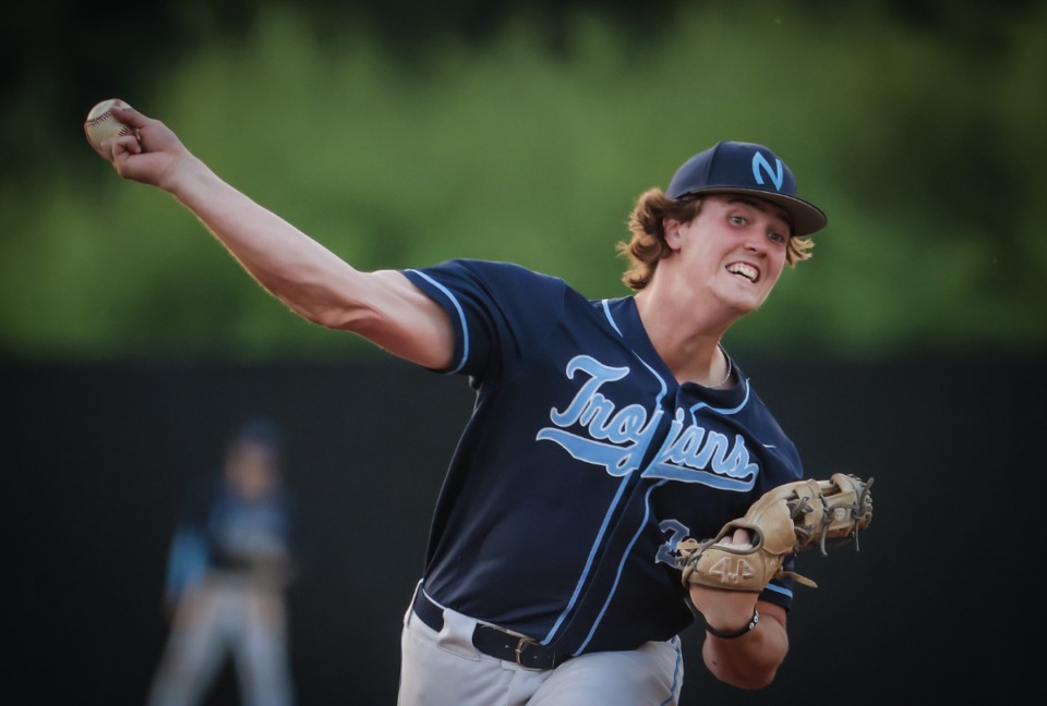 <strong>Northpoint's John Brayden Williams (24) throws a pitch during the May 23, 2023, game against Christian Academy of Knoxville in Murfreesboro, Tennessee.</strong> (Patrick Lantrip/The Daily Memphian)