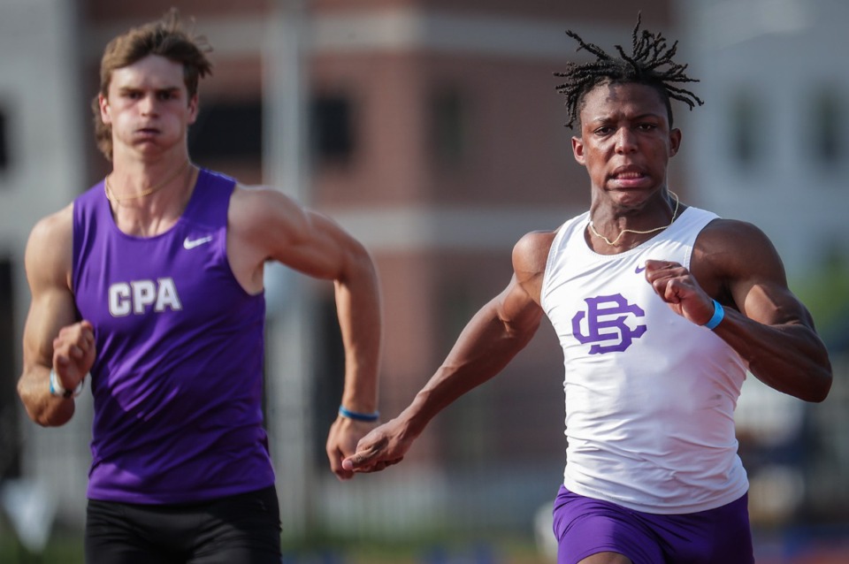 <strong>Jaxon Hammond of CBHS wins the boys 100-meter dash in Murfreesboro, Tennessee, May 24, 2023.</strong> (Patrick Lantrip/The Daily Memphian)