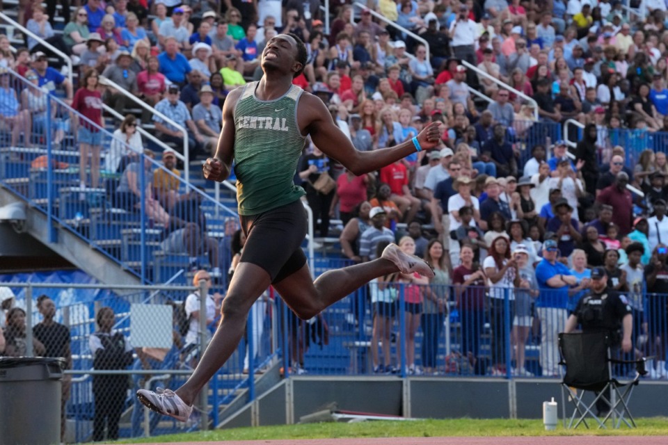 <strong>Jordan Ware of Memphis Central wins the 200-meter race on Thursday, May 25, 2023, in Murfreesboro, Tennessee.&nbsp;&ldquo;I worked hard for this,&rdquo; he said.</strong> (Mark Humphrey/Special to The Daily Memphian)