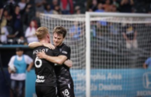 <strong>Memphis 901 FC midfielder Jeremy Kelly (right, in an April 15 photo)&nbsp;opened Saturday&rsquo;s game at AutoZone Park by scoring with the fastest goal in the USL Championship so far this season.&nbsp;Memphis added a second as Aaron Molloy (left) scored from the penalty spot in the 22nd minute.</strong> (Patrick Lantrip/The Daily Memphian file)